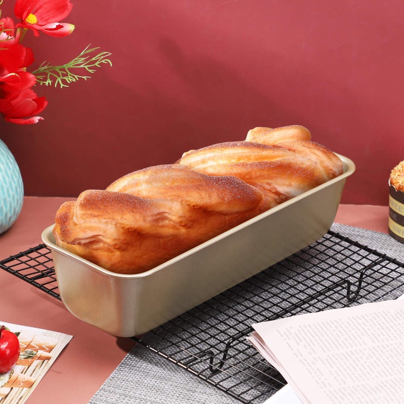 Beasea Long Loaf Pan, 12x4 Inch Rectangle Bread Loaf Pan Set of 2, Nonstick Bread Pans Carbon Steel Toast Pan Golden Cake Pan Loaf Baking Pans Bakeware for Oven Baking - Image 5