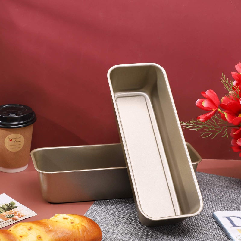 Beasea Long Loaf Pan, 12x4 Inch Rectangle Bread Loaf Pan Set of 2, Nonstick Bread Pans Carbon Steel Toast Pan Golden Cake Pan Loaf Baking Pans Bakeware for Oven Baking - Image 4