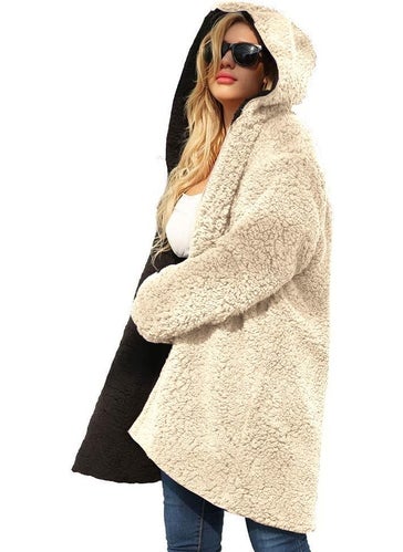 1Tarz 1Style Plush Double-Sided Winter Women's Furry Jacket WS04CREAM  - Image 1