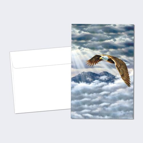 Tree-Free Greetings Eagle Spirit All Occasion Cards - 12 Recycled 4x6 Notecards & White Envelopes, Thick Cardstock, Made in USA - Majestic Nature Art - Image 1