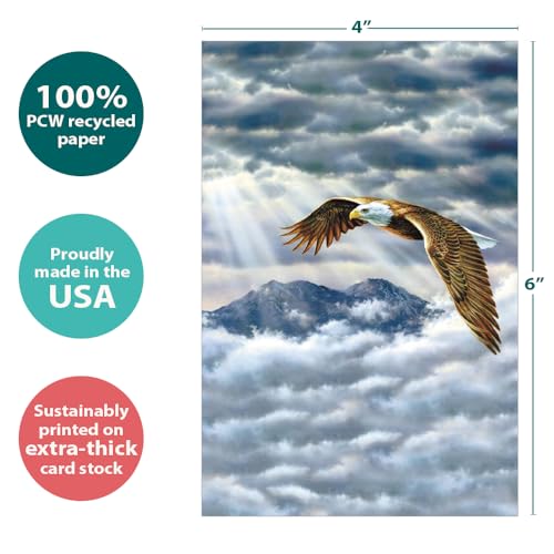 Tree-Free Greetings Eagle Spirit All Occasion Cards - 12 Recycled 4x6 Notecards & White Envelopes, Thick Cardstock, Made in USA - Majestic Nature Art - Image 4