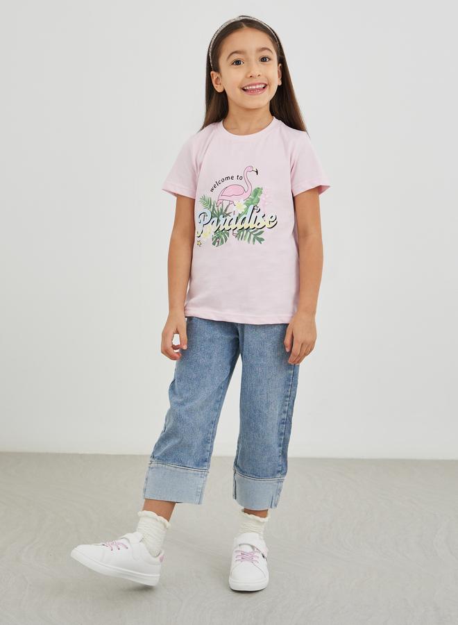 ستايلي تيشيرت ستايلي بطبعة جرافيك ورقبة دائرية - Image 2