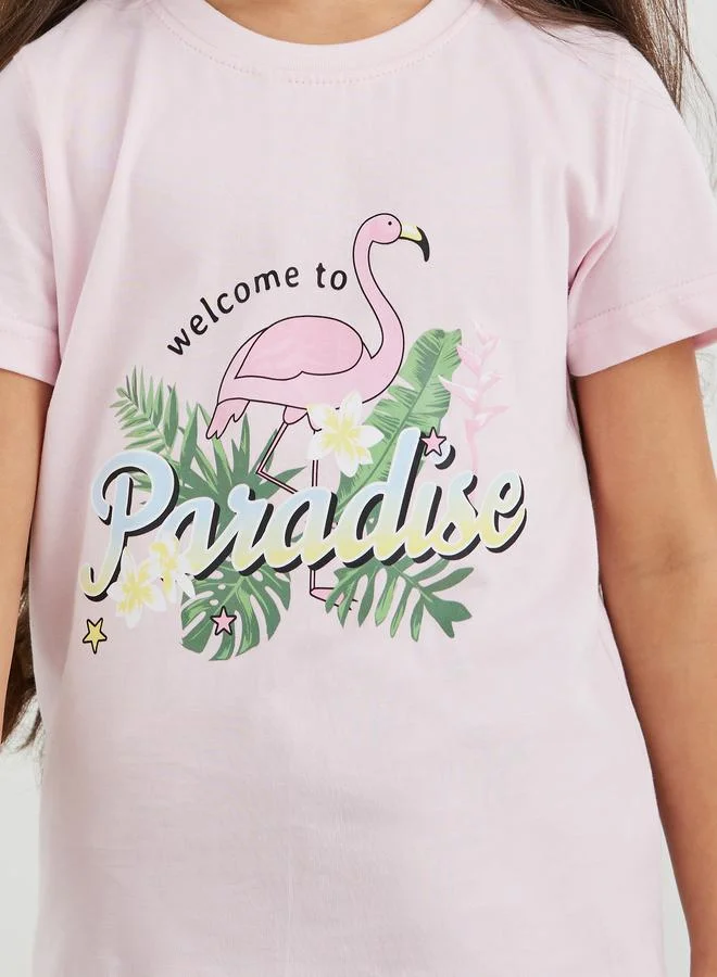 Styli Graphic Print Round Neck T-Shirt