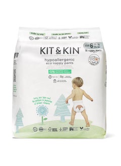 Kit & Kin Kit & Kin Eco Friendly Baby Diaper | Diaper Pants Sizes | Hypoallergenic Flash Dry Disposable Diapers (Diaper Pants Size 6) 18 Count 