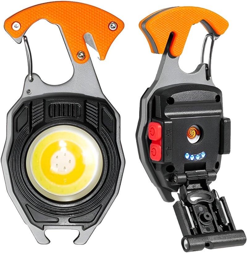 Portable Flashlight - Compact Multi-Tool with Rechargeable Keychain Light, 7 Light Modes, Electric Lighter, Seatbelt Cutter, Screwdriver, and Whistle for Outdoor and Emergency Use - Image 1