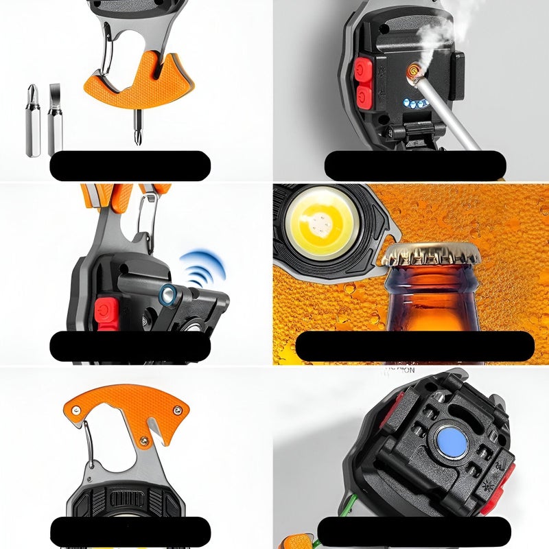 Portable Flashlight - Compact Multi-Tool with Rechargeable Keychain Light, 7 Light Modes, Electric Lighter, Seatbelt Cutter, Screwdriver, and Whistle for Outdoor and Emergency Use - Image 2