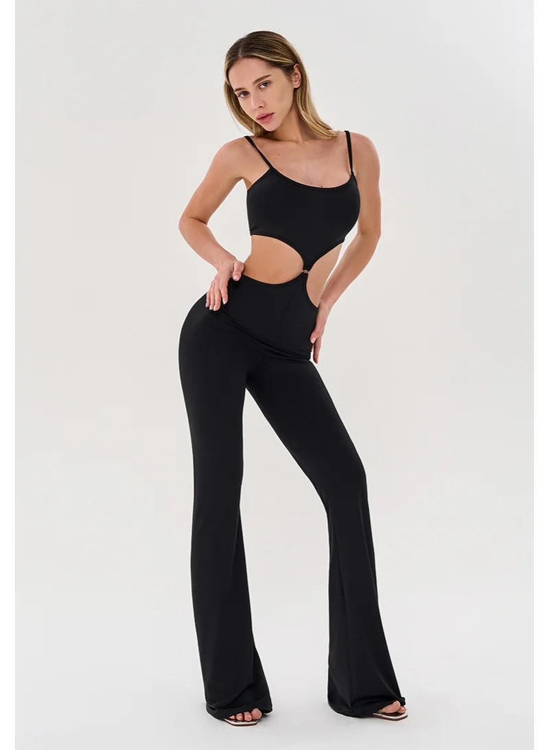 بونا فيدي جمبسوت رياضي قطعة واحدة نسائي من Bona Fide – تصميم بفتحات جانبية مع شد للبطن وقصة واسعة للساق