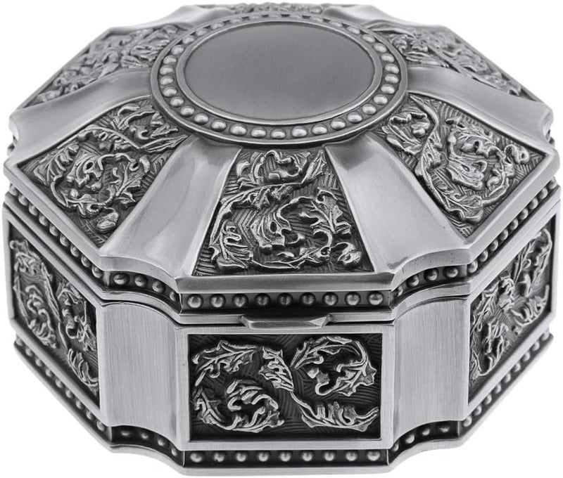 MioCloth Classic Vintage Antique Zine Tin Heart Jewelry Box Treasure Storage Organizer Chest - Image 3