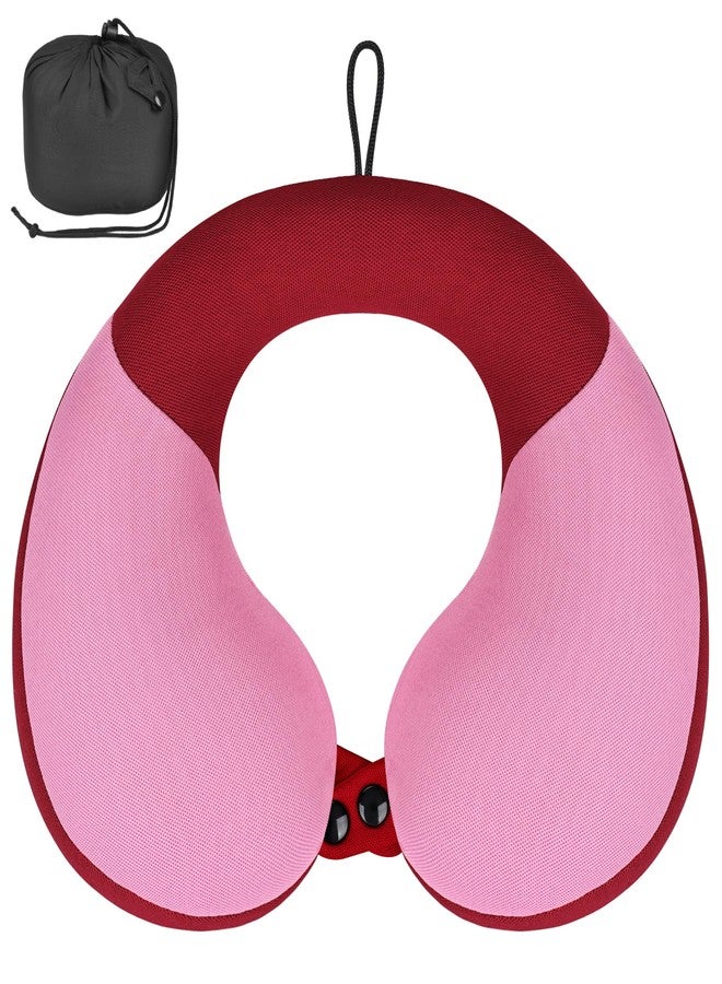 COOLBEBE Kids Travel Neck Pillow, Softly Double Support Travel Pillow for Car & Airplane, Traveling Gifts for Toddler & Children, Breathable Fabric, Raspberry Powder - Image 1