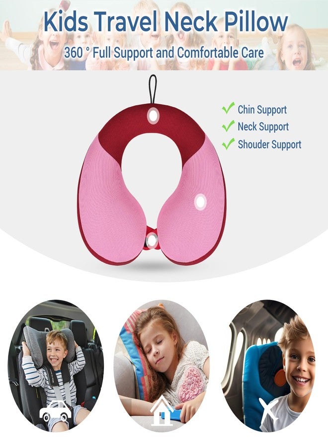 COOLBEBE Kids Travel Neck Pillow, Softly Double Support Travel Pillow for Car & Airplane, Traveling Gifts for Toddler & Children, Breathable Fabric, Raspberry Powder - Image 5