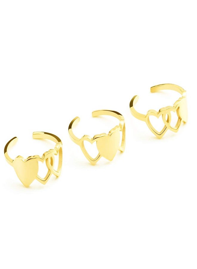CHENVA 3 Sisters Ring Set Three Heart Rings of 3 Friendship Ring 3 Sister Gift (3 Sister Ring Gold) - Image 1