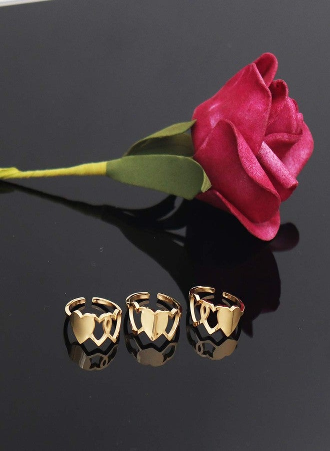 CHENVA 3 Sisters Ring Set Three Heart Rings of 3 Friendship Ring 3 Sister Gift (3 Sister Ring Gold) - Image 2