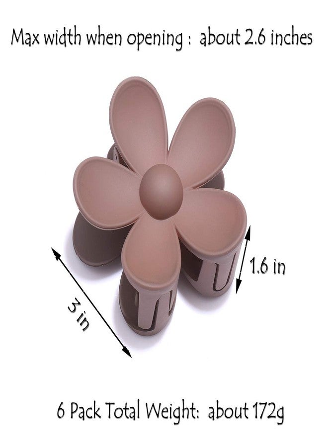 BVGA Big Hair Claw Clips Matte Flower Hair Clips Non Slip Cute Hair Catch Barrettes Jaw Clamps 6 Colors for Medium Thick Hair Women Girls 6PCS Holiday Gifts - Image 4