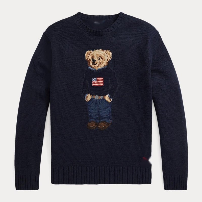 Classic Embroidered Flag Bear Knitwear for Women Picture color 