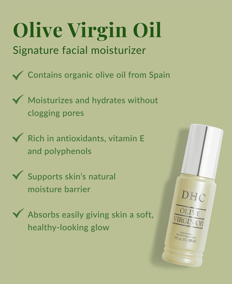 DHC Olive Virgin Oil and Olive Virgin Oil Mini, Facial Moisturizer, Hydrating, Nourishing, Lightweight, Fragrance and Colorant Free, All Skin Types, 1 fl. oz. and 0.16 fl. oz. - Image 2