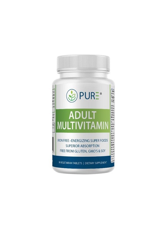PURE Adult Multivitamin with Vitamins A, C, D3, B12, Minerals, Digestive Enzymes, 90 Capsules, 30 Servings, Energy & Wellness Support - Image 1