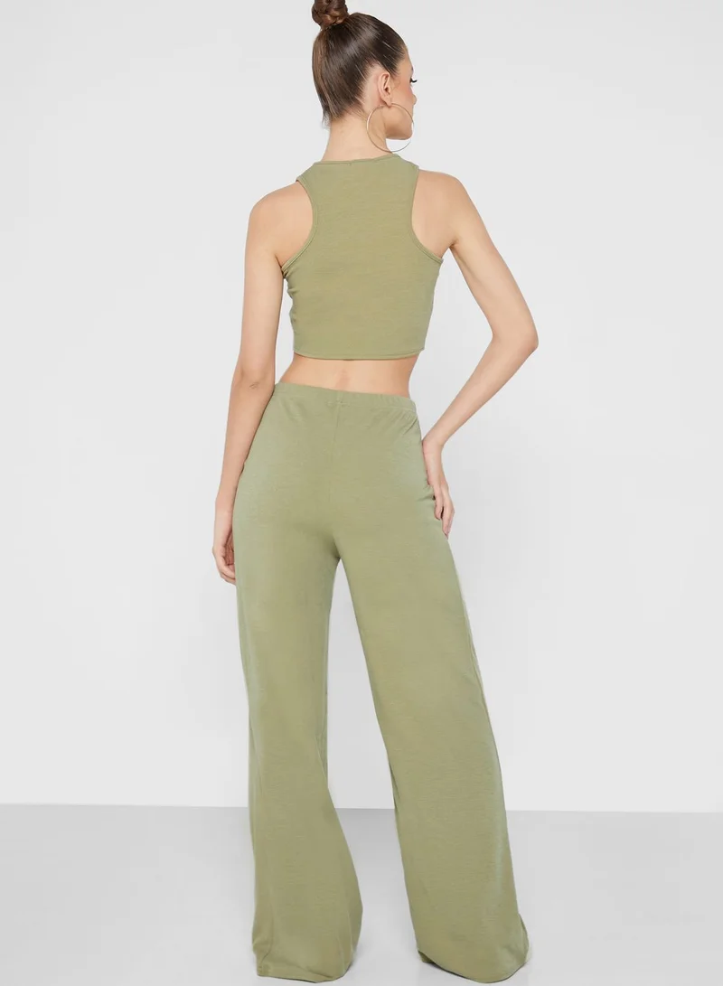 NASTY GAL Knitted Crop Top & Pants Set