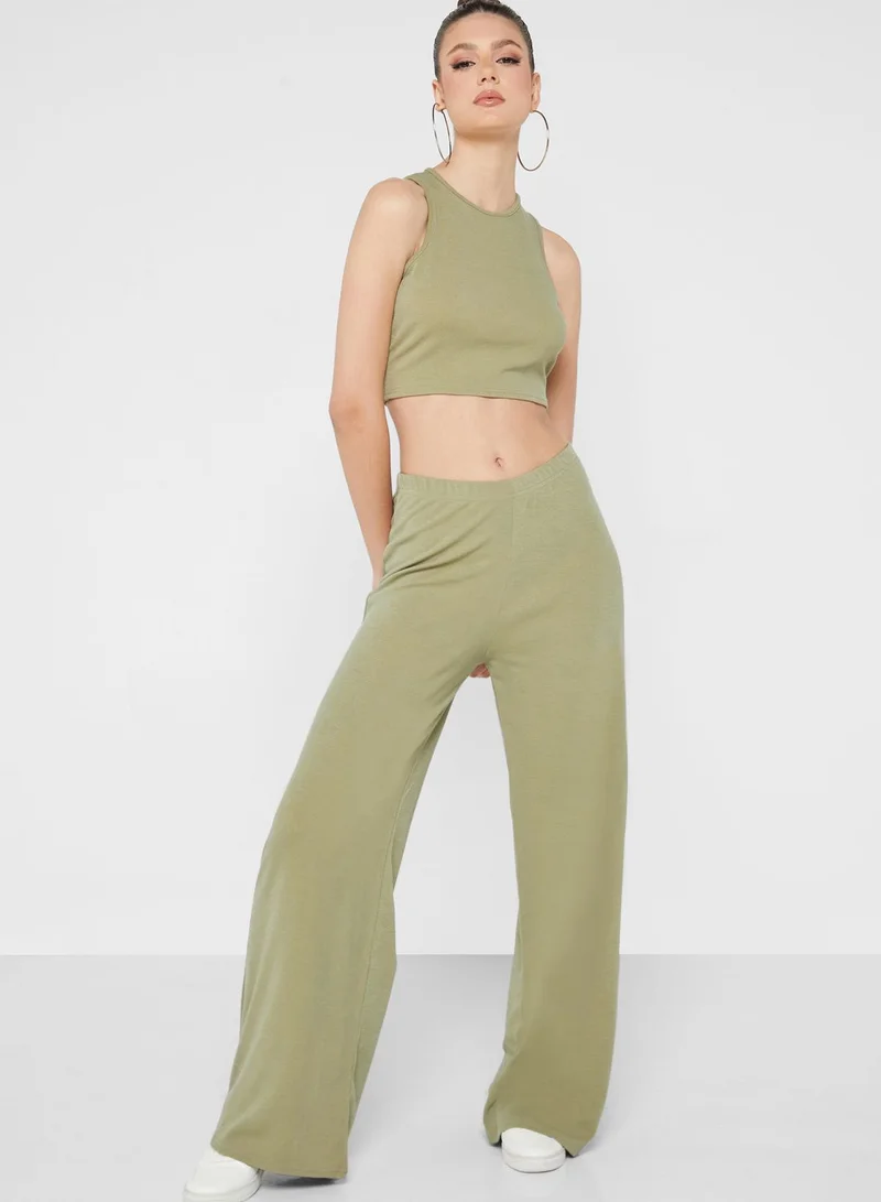 NASTY GAL Knitted Crop Top & Pants Set