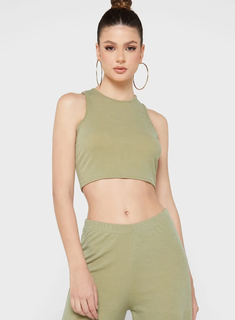 NASTY GAL Knitted Crop Top & Pants Set