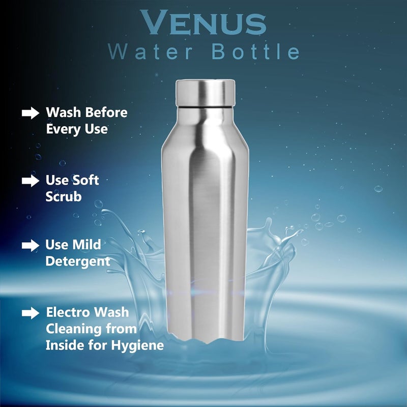 Unify Stainless Steel Water Bottle 1 Litre for Fridge, School, Office, Gym, Travel | Leak Proof | Rust Free | BPA Free | Easy to Carry Bottle for Girls, Boys, Kids & Adults (Venus, Set of 1, 1000 ml) - Image 3