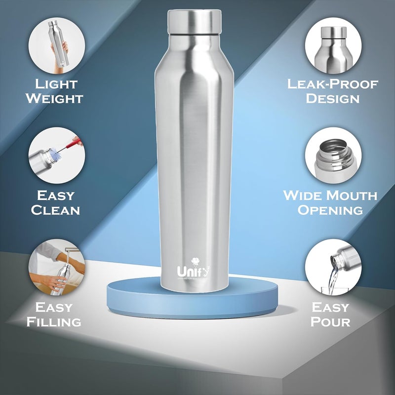 Unify Stainless Steel Water Bottle 1 Litre for Fridge, School, Office, Gym, Travel | Leak Proof | Rust Free | BPA Free | Easy to Carry Bottle for Girls, Boys, Kids & Adults (Venus, Set of 1, 1000 ml) - Image 5