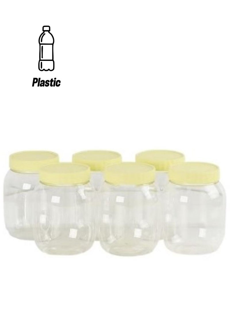 Sunpet 6-Piece Plastic Spice Storage Jar Set Beige/Clear 750ml