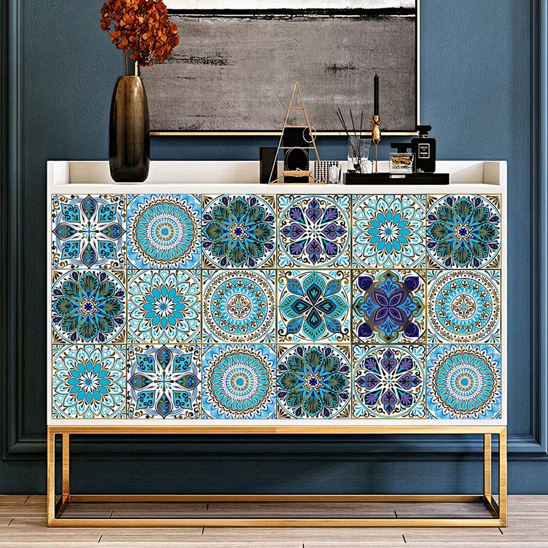 10 Pieces Of Mandala Stitching Small Floral Simulation Tile Stickers Home Renovation Kitchen And Bathroom Decoration Self-Adhesive Wall Stickers - Image 3