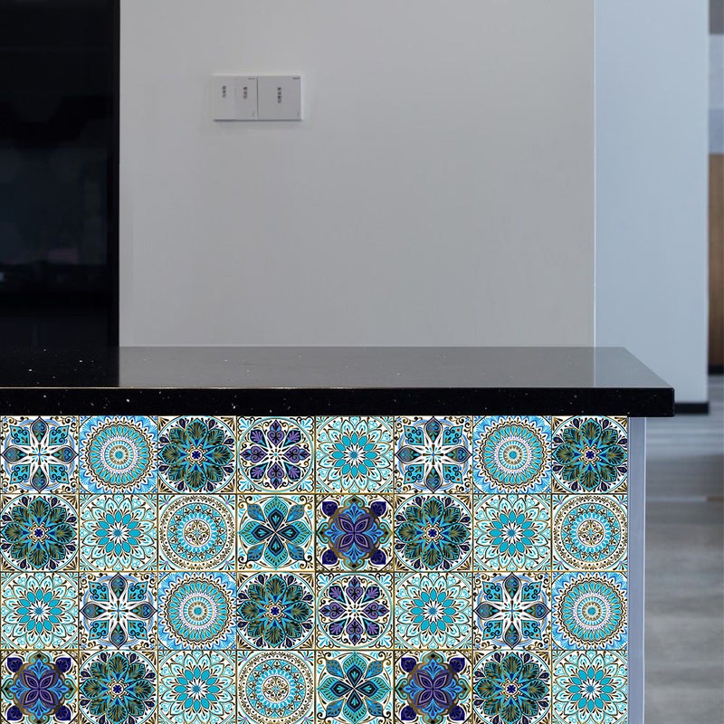 10 Pieces Of Mandala Stitching Small Floral Simulation Tile Stickers Home Renovation Kitchen And Bathroom Decoration Self-Adhesive Wall Stickers - Image 4