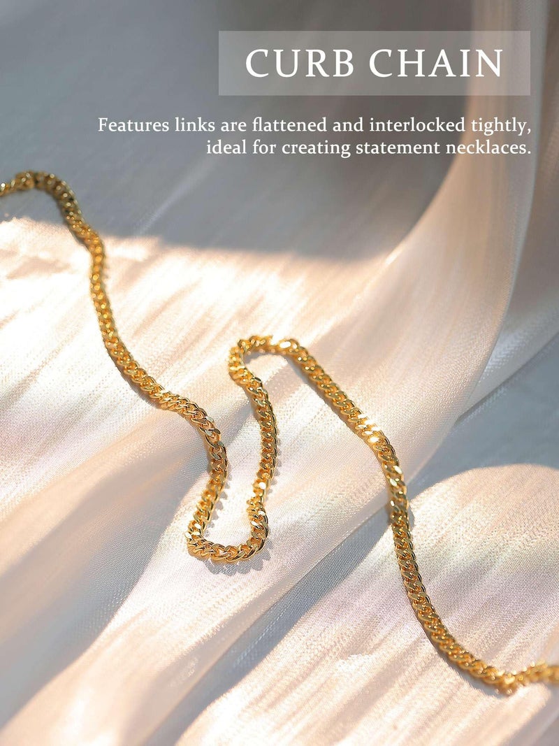 Krfy Gold Chain Necklace for Women Trendy - 925 Sterling Silver Clasp Dainty Choker Necklace 14K Gold Plated Thin Simple Cuban Chain Necklace Non Tarnish Waterproof Gold Jewelry for Women 16 inch - Image 2