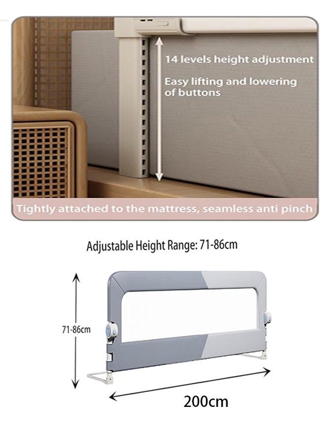 Foldable Toddler Bed Rails Crib Side Safety Guard Bumper for Baby Kids 200cm - Image 2