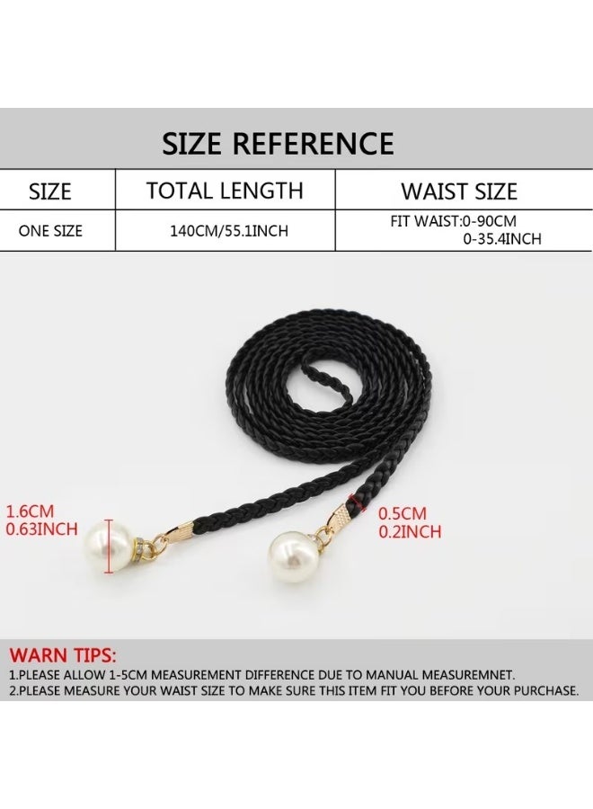 Goolsky Women'S Elegant Braided Waist Belt with Pearl Accents - Versatile Decorative Belt for Dresses, Casual Attire, and Formal Occasions, Casual Attire Accessory|Elegant Waist Belt|Pearl Embellished Belt - Image 3