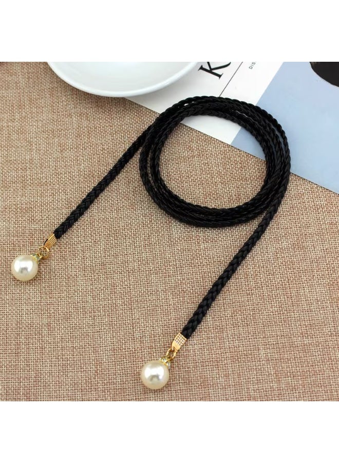 Goolsky Women'S Elegant Braided Waist Belt with Pearl Accents - Versatile Decorative Belt for Dresses, Casual Attire, and Formal Occasions, Casual Attire Accessory|Elegant Waist Belt|Pearl Embellished Belt - Image 1