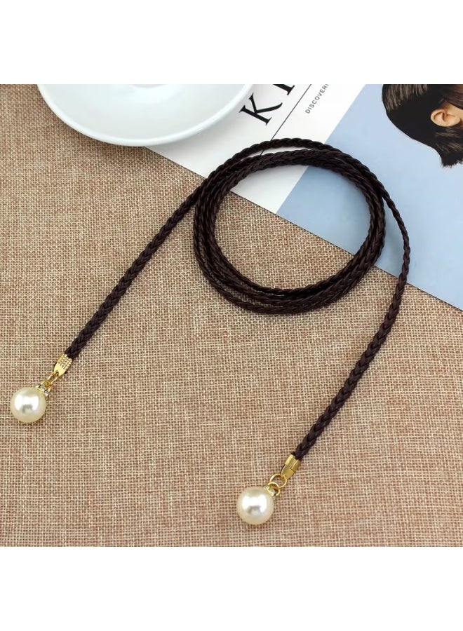 Goolsky Women'S Elegant Braided Waist Belt with Pearl Accents - Versatile Decorative Belt for Dresses, Casual Attire, and Formal Occasions, Casual Attire Accessory|Elegant Waist Belt|Pearl Embellished Belt - Image 5