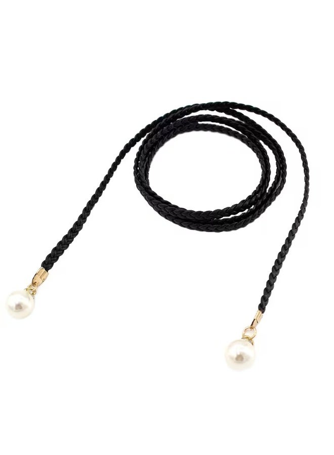 Goolsky Women'S Elegant Braided Waist Belt with Pearl Accents - Versatile Decorative Belt for Dresses, Casual Attire, and Formal Occasions, Casual Attire Accessory|Elegant Waist Belt|Pearl Embellished Belt - Image 4