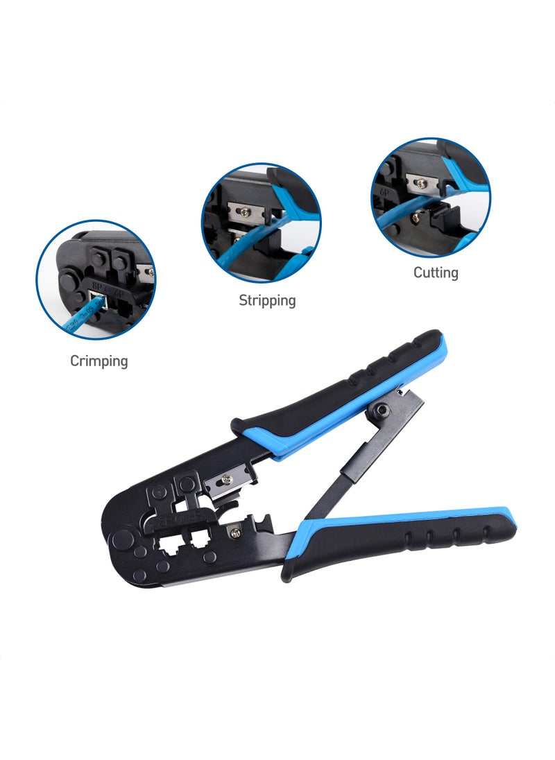 Cable Matters Cable Matters Modular RJ45 Crimp Tool (Ethernet Crimper) with Built-in Wire Cutter and Stripper - 10-Pack Cat6 RJ45 Connectors Included  - Image 2