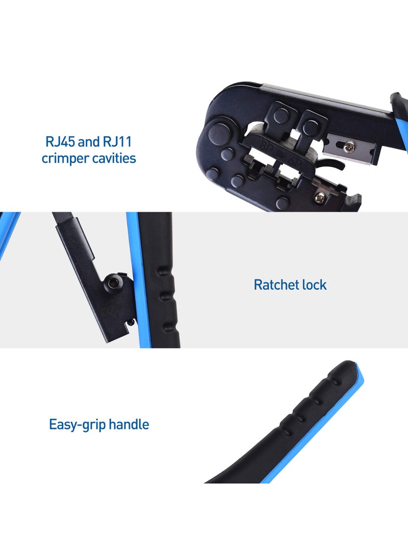 Cable Matters Cable Matters Modular RJ45 Crimp Tool (Ethernet Crimper) with Built-in Wire Cutter and Stripper - 10-Pack Cat6 RJ45 Connectors Included  - Image 4