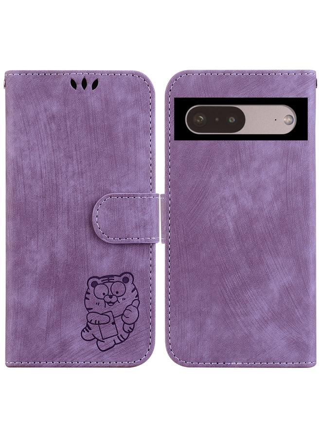 Green Tiger Case For Google Pixel 7 Little Tiger Embossed Leather Phone Case - Image 1