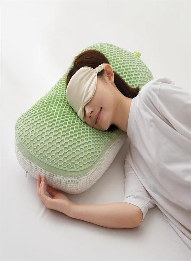Cherryland Memory Foam Pillow Contour Cervical Orthopedic Supports Neck Pain and Shoulder Pain for Sleeping, Ergonomic Cervical Pillow Neck Support Pillow for Side Back (TPE- Green Pillow)