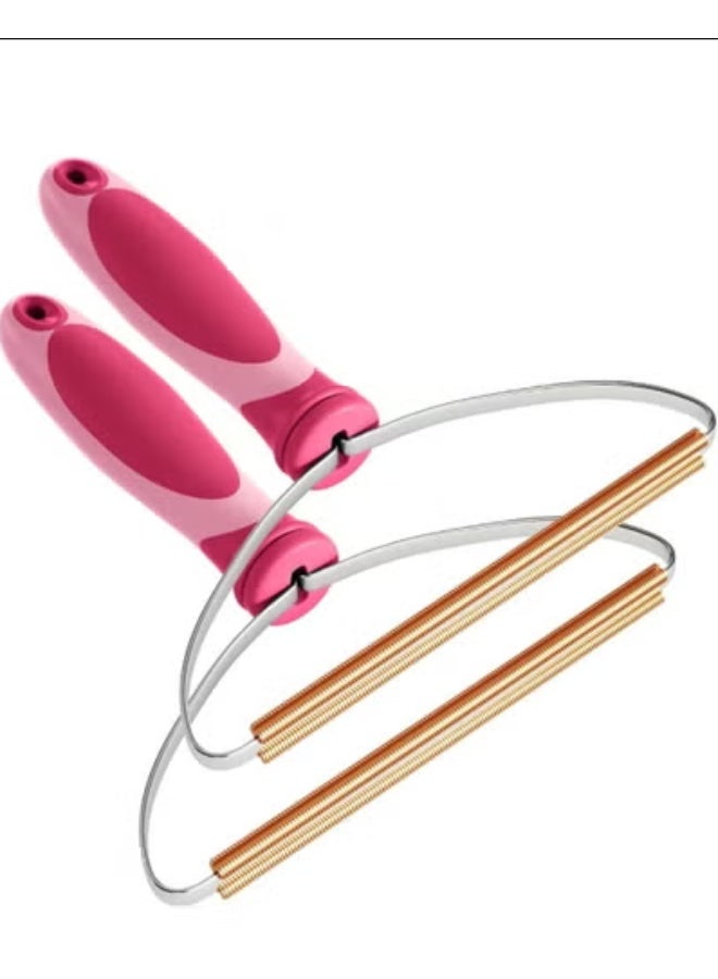 2 Pack Rose Red Pet Hair Remover, Reusable Lint & Fur Scraper Tool, Portable Deep Cleaning Rake for Carpet Couch Car Mat Pet Bed Rug Fuzz Removal - Image 1