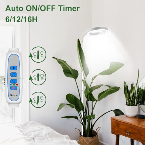 wolezek Grow Lights for Indoor Plants Full Spectrum, 80 LEDs 3 Colors Grow Light, 65in Large Plant Lights for Indoor Growing with 360°Gooseneck, 6/12/16H Timer, 5 Brightness, Height Adjustable, White - Image 5