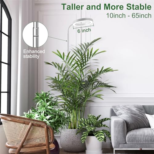 wolezek Grow Lights for Indoor Plants Full Spectrum, 80 LEDs 3 Colors Grow Light, 65in Large Plant Lights for Indoor Growing with 360°Gooseneck, 6/12/16H Timer, 5 Brightness, Height Adjustable, White - Image 4