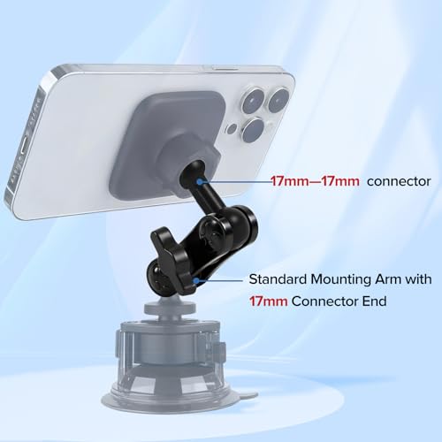 Cadbibe Aluminum 17mm/0.67" Ball Mount Extension Adapter, 360° Rotation Extension Rod for Car Phone Holder, Compatible with GPS Mount, 2.12 Inch Double Socket Arm with 2.75 Inch Ball Adapter, Black - Image 2
