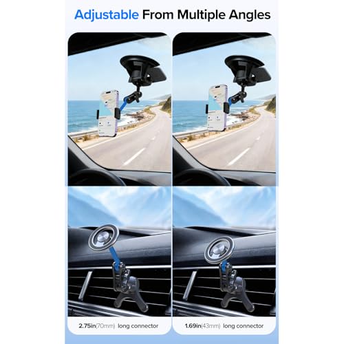 Cadbibe Aluminum 17mm/0.67" Ball Mount Extension Adapter, 360° Rotation Extension Rod for Car Phone Holder, Compatible with GPS Mount, 2.12 Inch Double Socket Arm with 2.75 Inch Ball Adapter, Black - Image 3