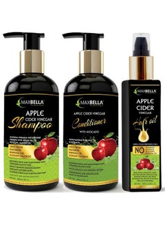 MAXBELLA Apple Cider Vinegar Hair Shampoo 300Mlhair Conditioner 300Ml & Hair Oil 200Ml No Paraben & Mineral Oilfor Men And Women Combo (3 Items In The Set)  - Image 2