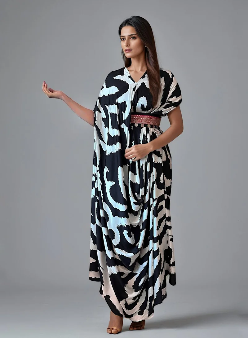 ECSTACY Pleated tie dress