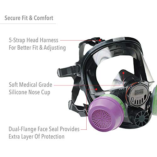 NORTH Honeywell North 7600 Series Niosh-Approved Full Facepiece Silicone Respirator, Small (760008AS) - Image 4
