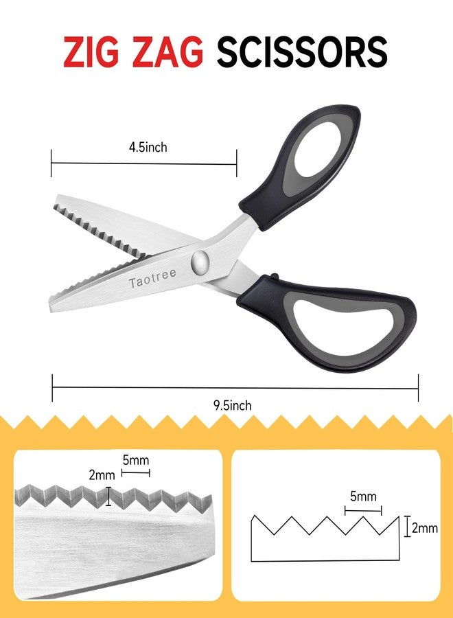 Taotree Sewing Scissors for Fabric Cutting, Taotree 9.5" Fabric Scissors Pinking Shears, Zig Zag Craft Decorative Edge, Sewing Supplies Notions Accessories for Craft Scrapbooking Supplies, Black Grey 2 Pack - Image 4