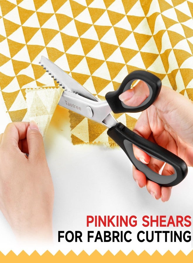 Taotree Sewing Scissors for Fabric Cutting, Taotree 9.5" Fabric Scissors Pinking Shears, Zig Zag Craft Decorative Edge, Sewing Supplies Notions Accessories for Craft Scrapbooking Supplies, Black Grey 2 Pack - Image 3