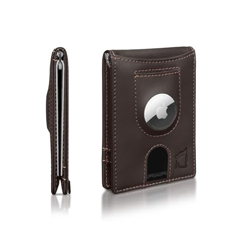 Kingly Trace Airtag Wallet for Men Smart RFID Blocking Leather Wallet with Airtag Holder Money Clip Minimalist Trackable Design with Pull Tab Secure Wallets - Image 1