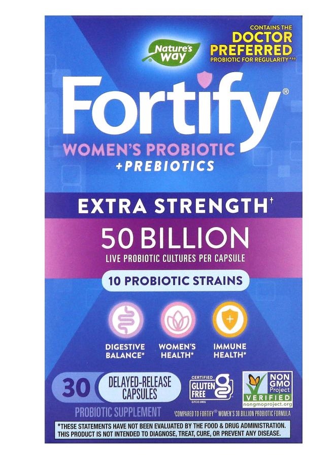 Nature's - Fortify Women's Probiotic + Prebiotics Extra Strength 50 Billion 30 Delayed-Release Capsules - Image 1